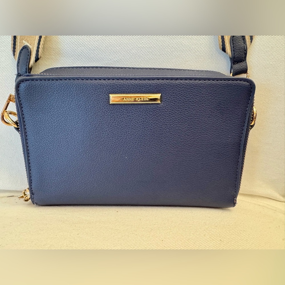 Anne Klein Dark Blue and Beige Crossbody Bag - Picture 3 of 12